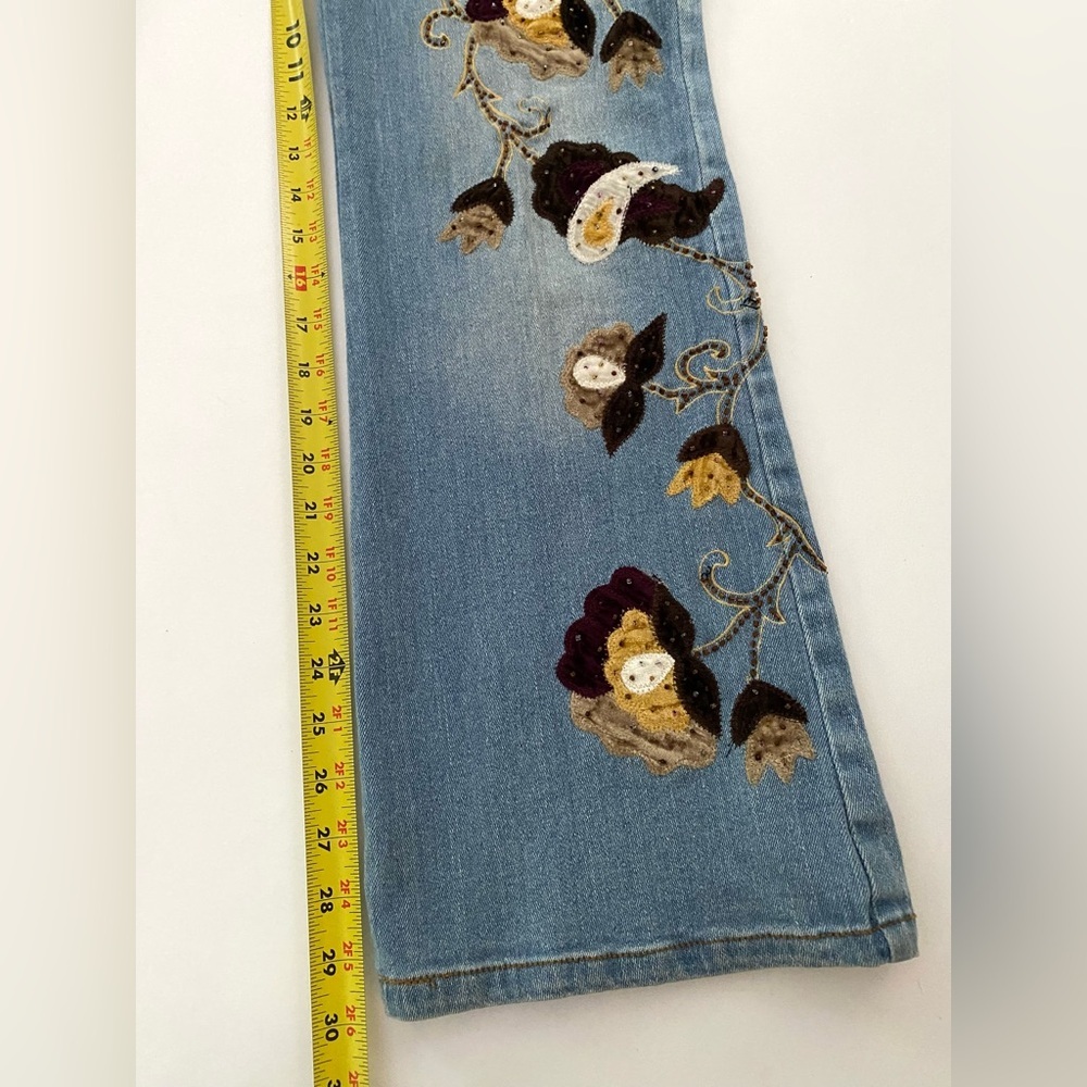 Alexandra Bartlett Jeans Bootcut Boot Cut embroidered appliqué size 6 Petite - Picture 9 of 13
